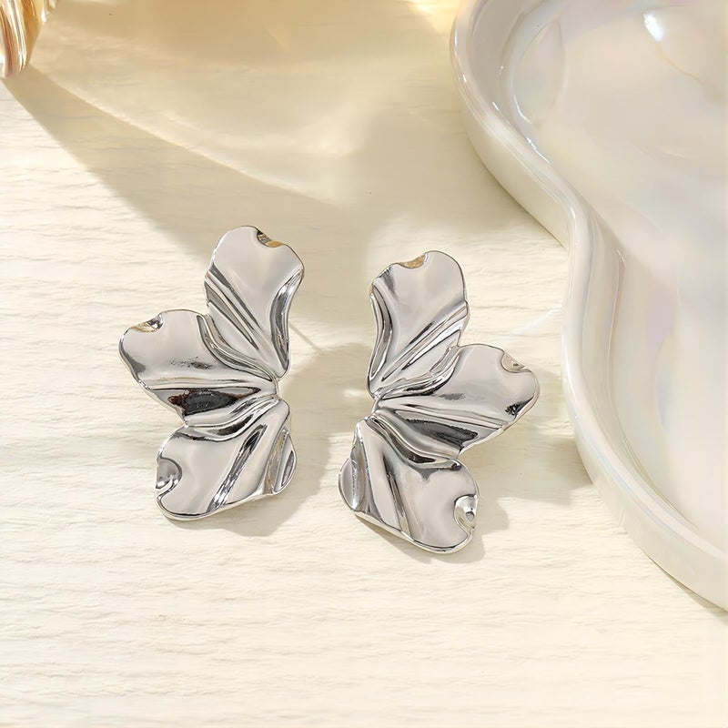 EXPHAIN Irregular Petal Earring For Women Stainless Steel Unique Statement Flower Dangle Earrings Trendy Jewelry Gift - Image 3